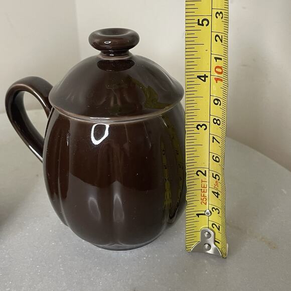 Set Of Teavana Brown Porcelain Lidded Tea Mug Cups w/Strainers NEW -2 Piece Set - Picture 10 of 13